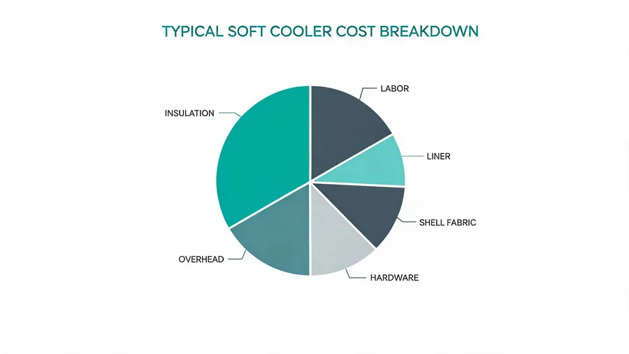 Diagram showing cost breakdown of a soft cooler by component